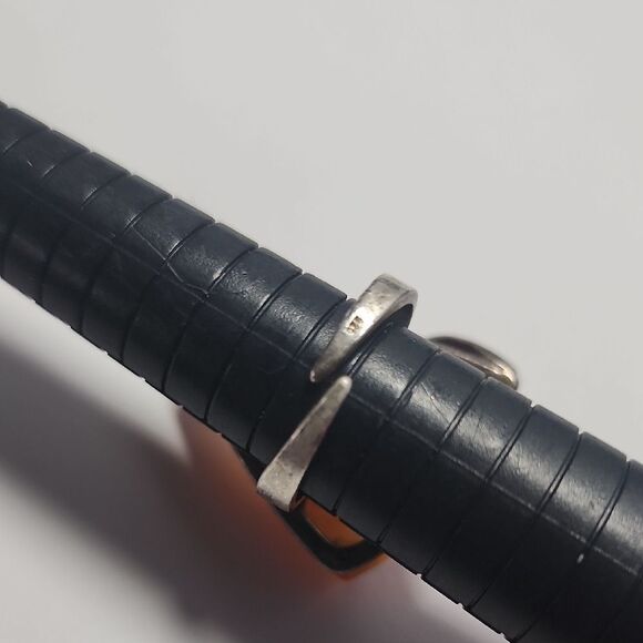 Triangular Amber Sterling Silver Ring Size 8.25 Adjustable RARE Design - Picture 2 of 5